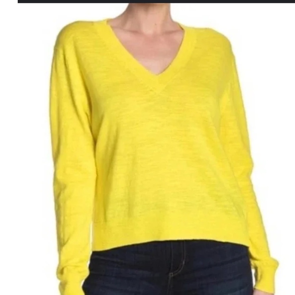 J.‎ Crew Yellow Merino Wool Lightweight V Neck Sweater L